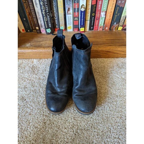 KORKS kork ease black and tan stitch ankle boots sz 7.5 leather - Picture 1 of 7